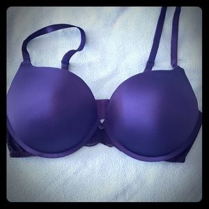 Dark Blue Bra With Lace Details